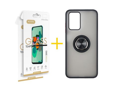 Kit Carcasa + 2 Protectores de Pantalla para Xiaomi Redmi 10 2022 ACCETEL Negro