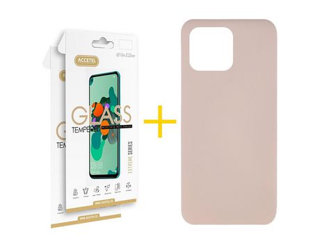 Kit Carcasa + 2 Protectores de Pantalla para Xiaomi Redmi 10 2022 ACCETEL Rosa