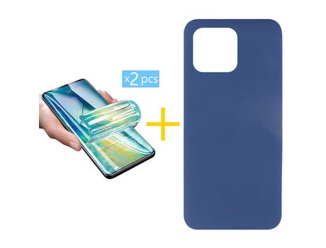 Kit Carcasa + 2 Protectores de Pantalla para Xiaomi Redmi 10 2022 ACCETEL Azul