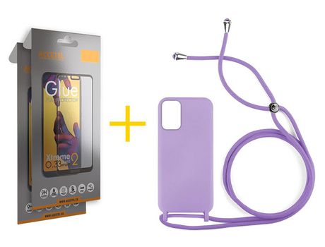 Kit Carcasa + 2 Protectores de Pantalla para Xiaomi Redmi 10 2022 ACCETEL Morado
