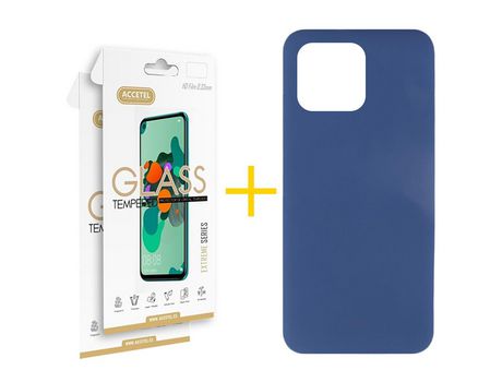 Kit Carcasa + 2 Protectores de Pantalla para Xiaomi Redmi 10 2022 ACCETEL Azul