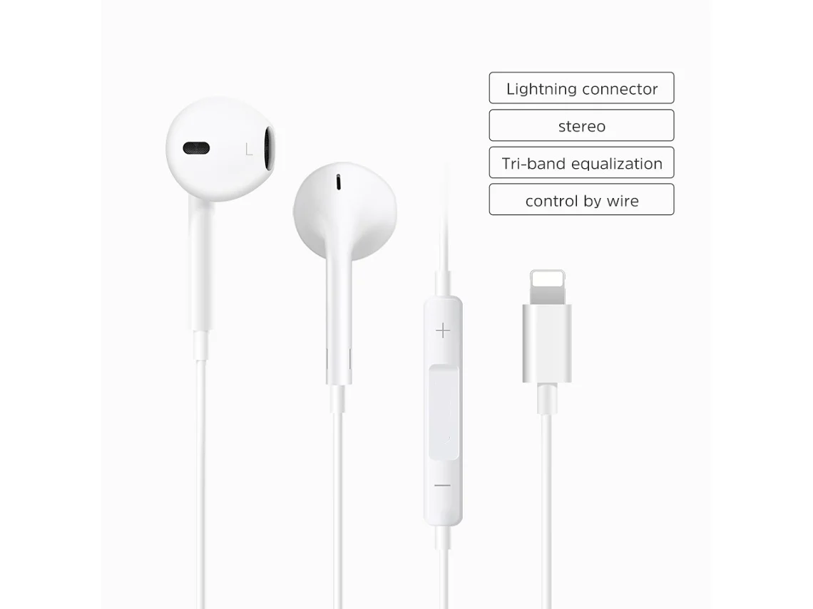 EarPods para iPhone 14/14 Plus Digitallab (micrófono intraaural con cancelación de ruido, color blanco)