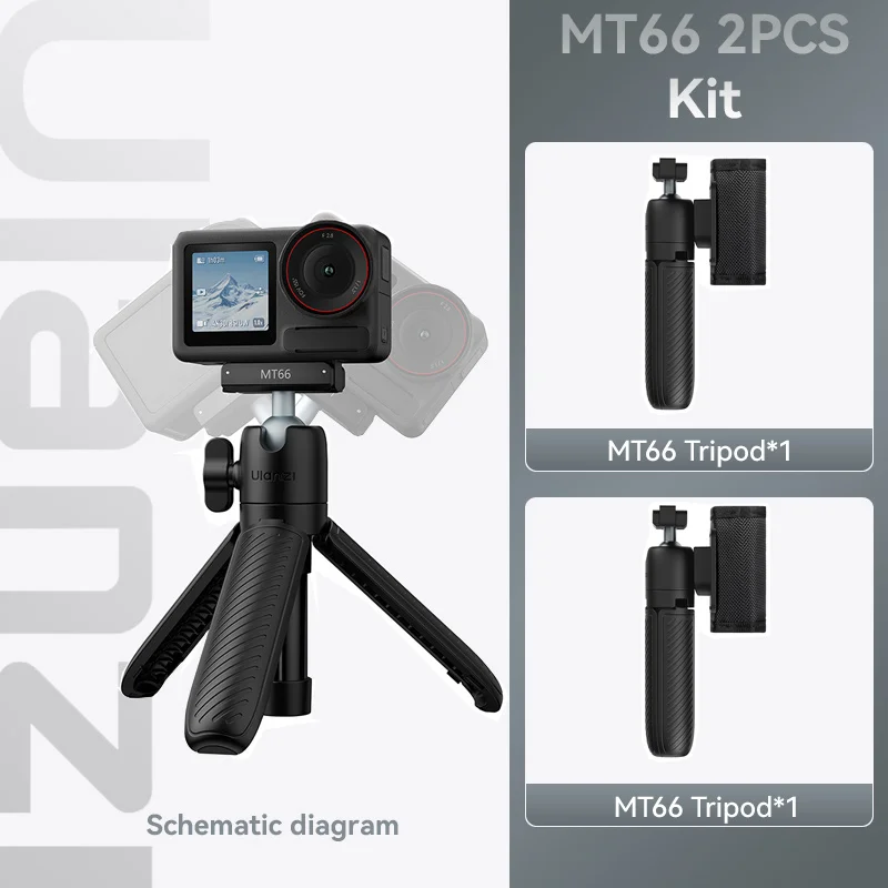 2 mini trípodes selfie MT66 con clip para mochila, para cámaras de acción, DJI Pocket 3, Insta360 X5 y Xiaomi