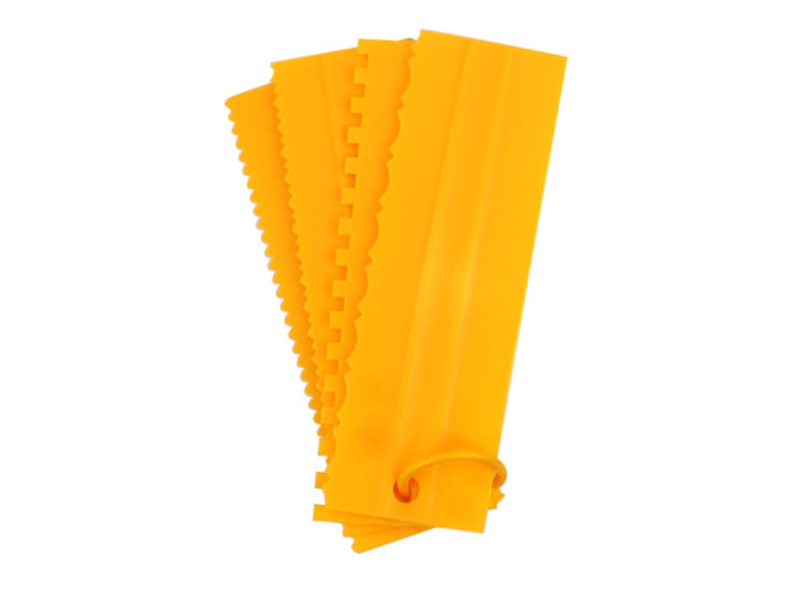 4 Piezas Rascador De Pastel Duradero Ecológico Plástico 8 Estilos Gancho Colgante Aplanador De Pastel Para Repostería Diy Amarillo