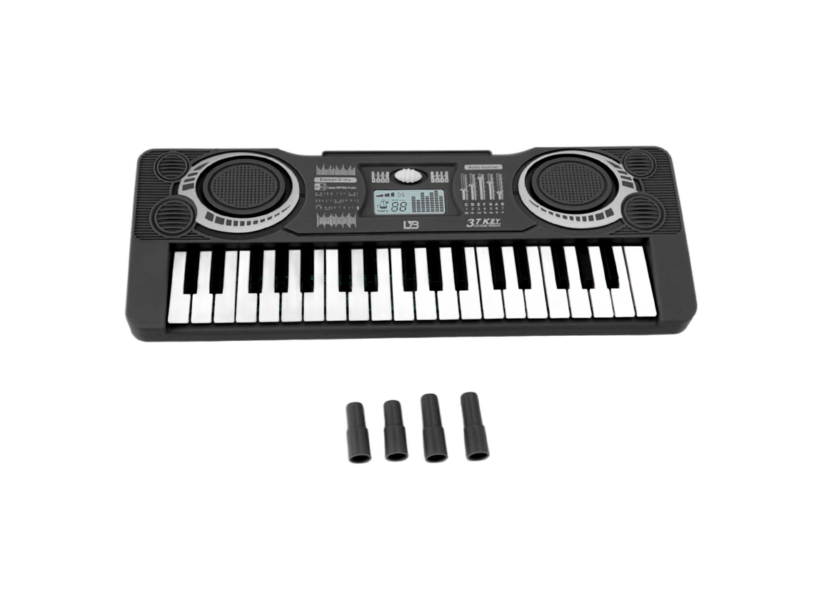 Dan26-toy Piano Teclado Para Niños 37 Teclas Instrumento Musical Educativo Mejora Coordinación Mano-ojo Negro