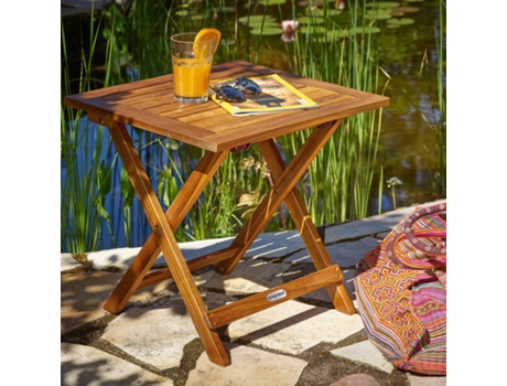 Mesa Auxiliar de Jardín Madera de Acacia 46x46cm Plegable