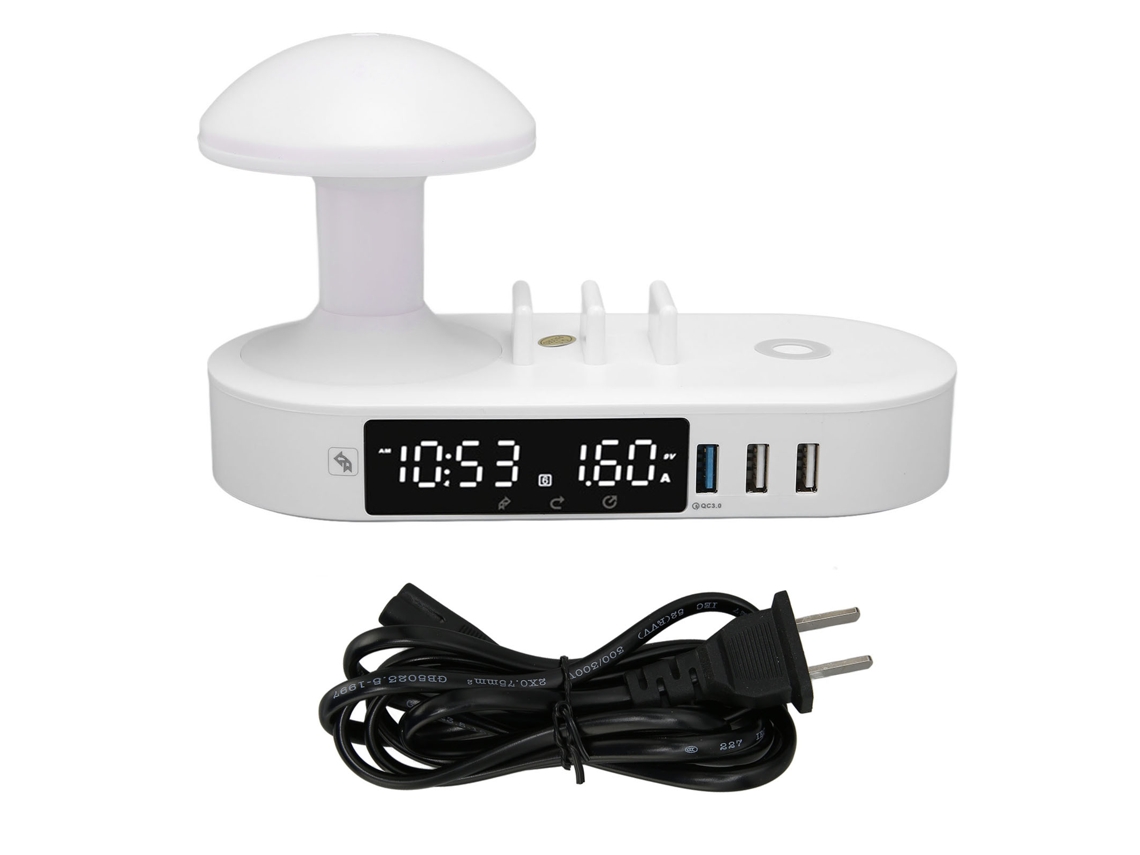 Luz Noturna Relógio Carregador Usb Sem Fio Controle Touch Lâmpada De Mesa 100-240v Plug Us