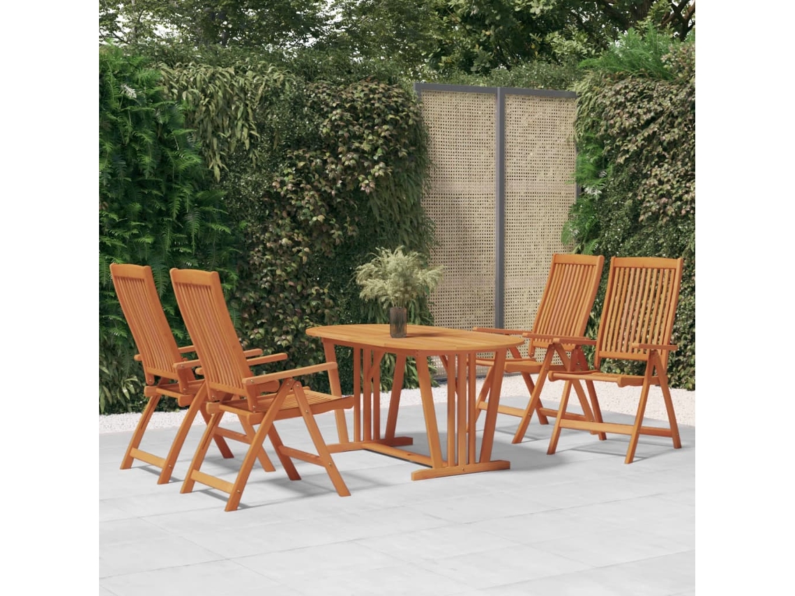 Sillas de jardín plegables de eucalipto macizo DKD Home Decor, 4 piezas