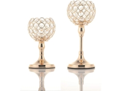 Juego de 2 candelabros de cristal dorado para decoración Neveance