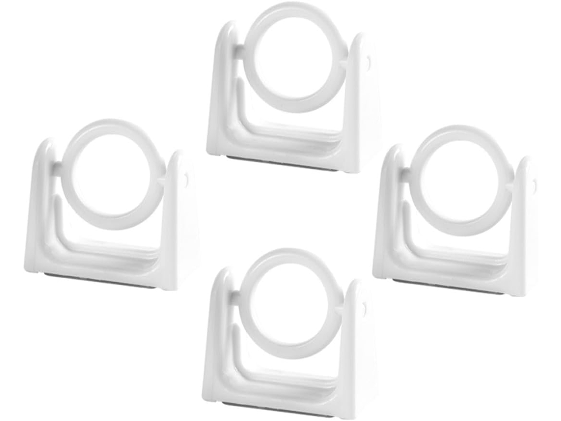 Soporte Para Barra De Cortina Giratorio Sin Perforación 4 Piezas Blancas Accesorio Antideslizante Para Cortina De Baño Fácil Instalaci