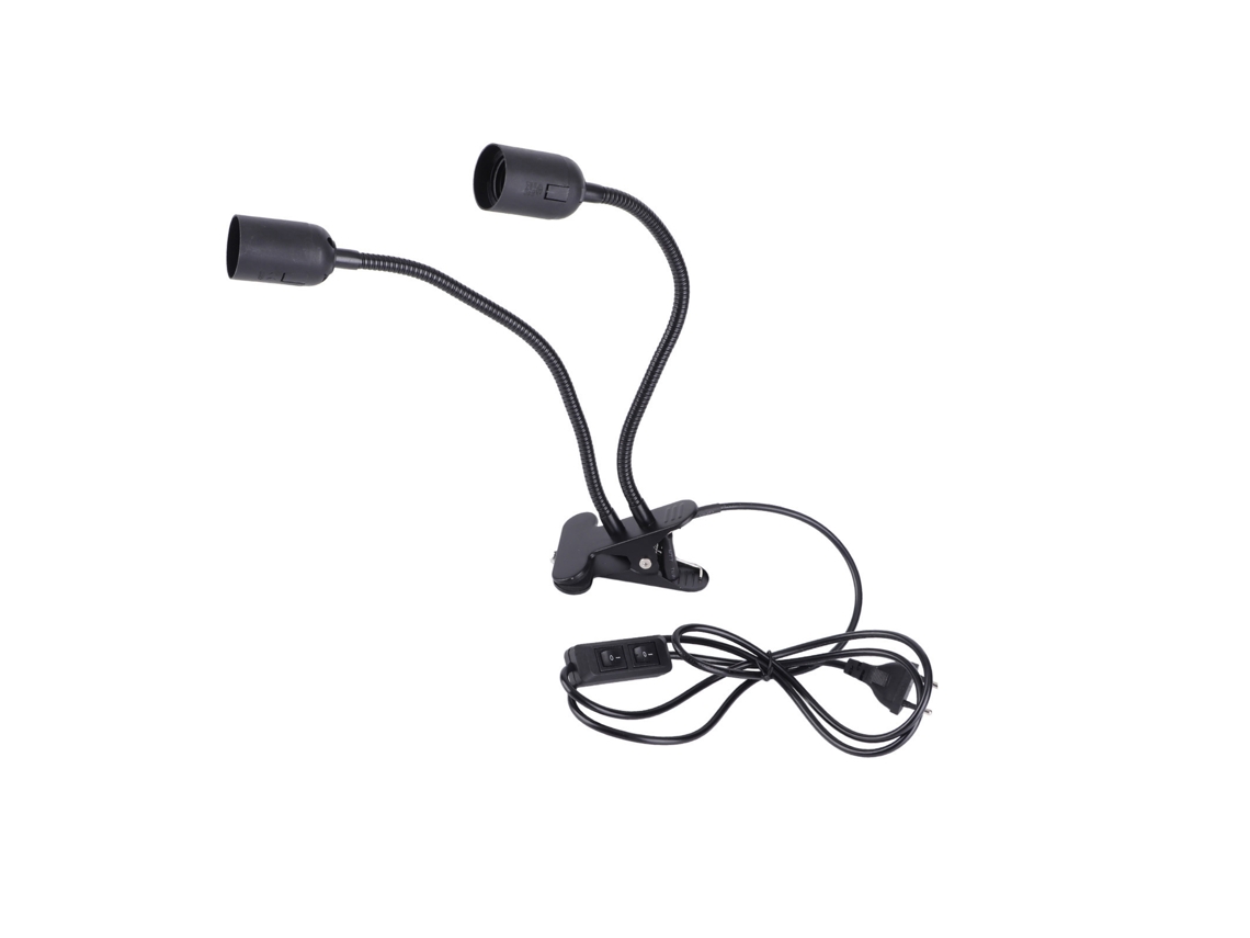 Bj-soporte De Lâmpada De Mesa E27/e26 De Duas Cabeças Ajustável 360° Clip Durável Plug Eu 100-240v