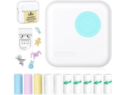 Impresora Térmica Sin Tinta Con 10 Rollos De Papel Térmico Y Adhesivos Para Ios Y Android Azul SIURN