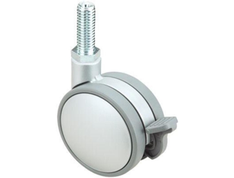 Rueda giratora espiga roscada m10x25 freno 50dkpf60 nylon-plateada ALEX