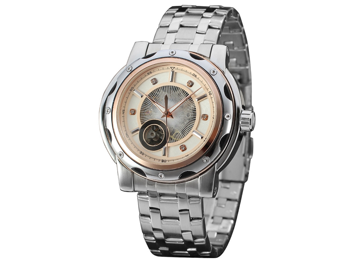 Reloj Mecánico Automático Para Hombre De Acero Inoxidable Hueco Forsining (dial Blanco)
