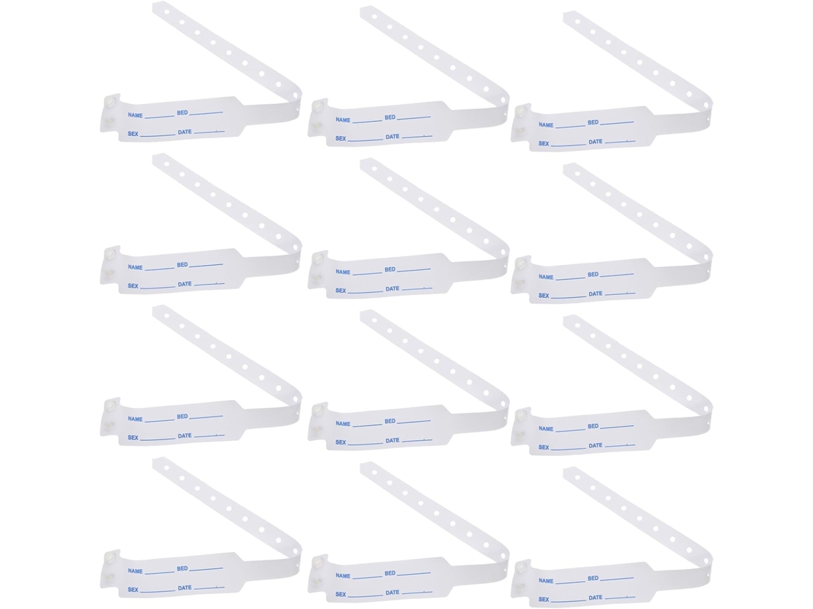 Paquete De 100 Pulseras Médicas Blancas De Pvc Para Adultos Mayores Y Mujeres.