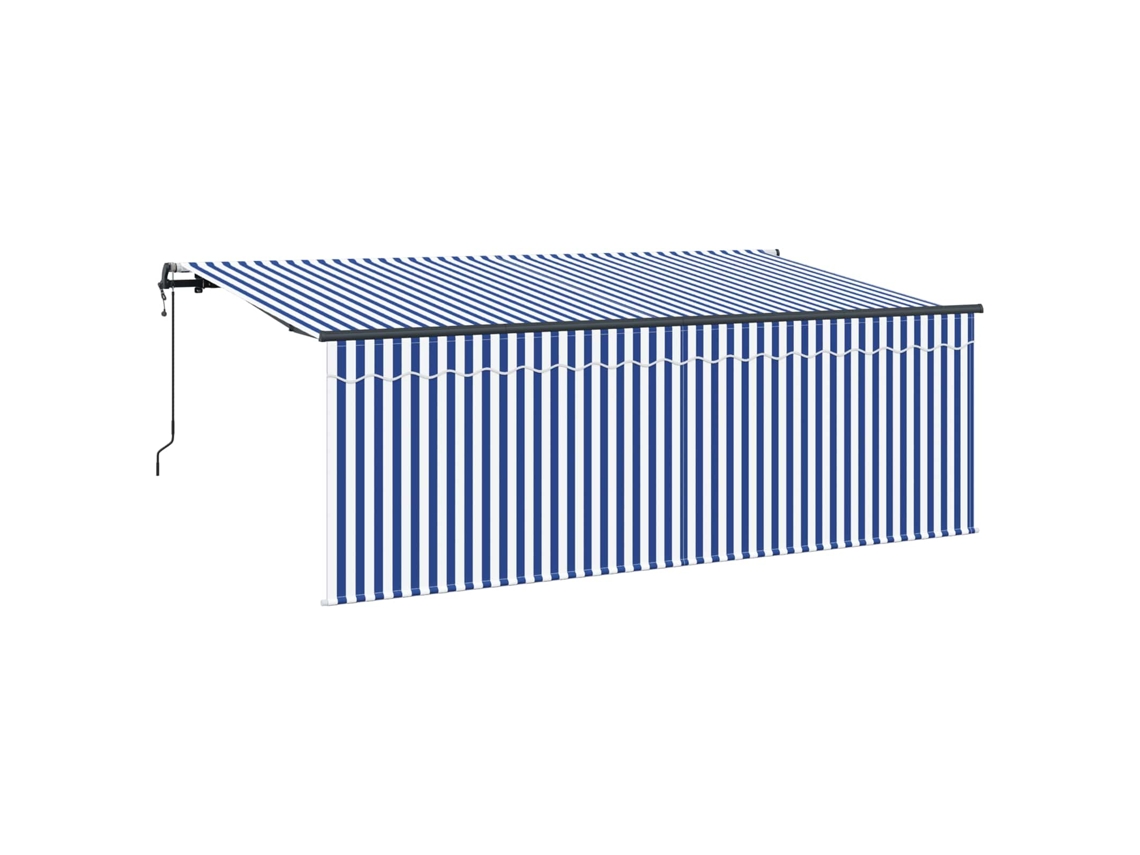 Maison Exclusive - Toldo retráctil azul y blanco 350 x 200 cm Poliéster y aluminio