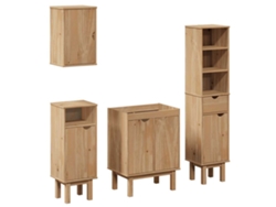Conjunto 4 Conjunto De Muebles De Baño VIDAXL Marrón Madera de pino(90 x 38.5 x 46 cm)