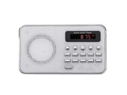 Reproductor de audio bíblico portátil MP3, altavoz, puerto auxiliar para tarjetas SD y TF, radio FM Gusshious (plateado)