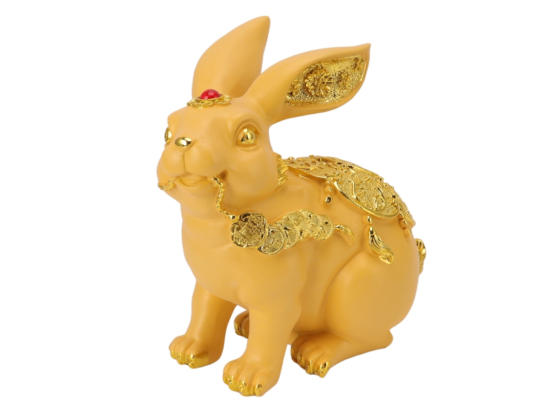 Caja De Dinero Conejo Artesanal Figura De Resina Bonita Ornamento Banco Para Ahorrar Monedas