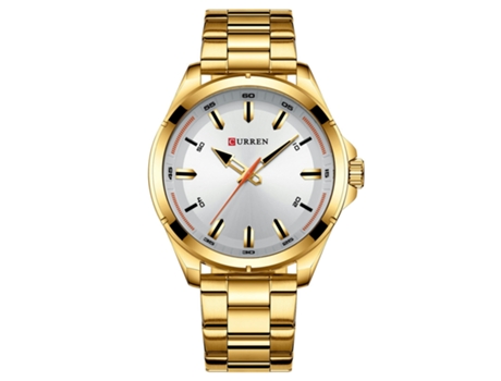 Relojes para hombre, relojes de pulsera con correa de acero inoxidable Reloj de cuarzo para negocios resistente al agua -Concha doradablanco LUUCOZK