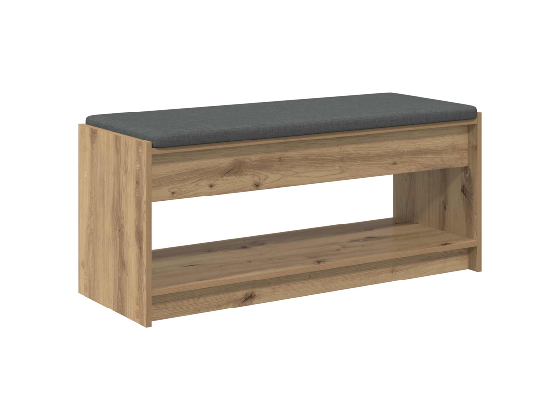 Banco de recibidor con cojín, roble artesanal, 103x38x45 cm, EXCLUSIVO DE LA CASA