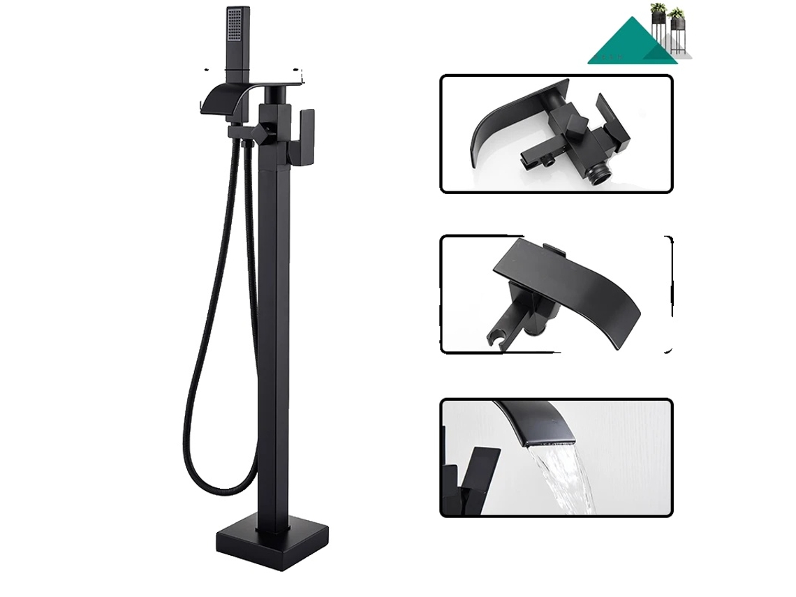 Grifo de bañera de pie, control dual de agua fría y caliente, elegante acabado mate, grifo de bañera OEM
