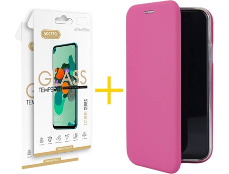 Kit Funda + Protector de Pantalla Apple iPhone 11 Pro Max ACCETEL Flip Cover 0259 Rosa