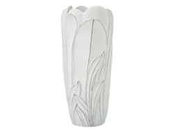 Jarrón Gardy De Poliresina De 69 Cm - Jarrón Decorativo Blanco Sinuoso Con Decoraciones En Relieve Para Uso Interior Y Exterior.
