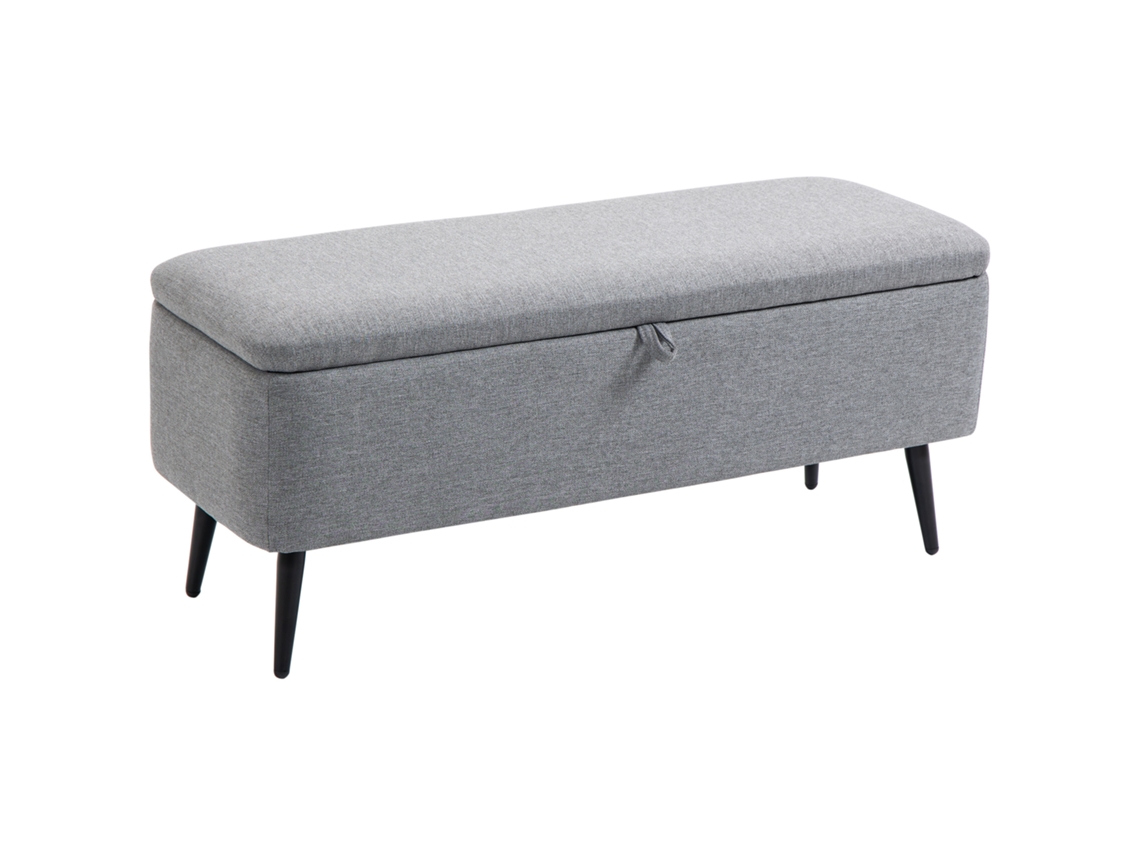 Banco Con Tapa Móvil Y Patas De Acero, 101x38,5x44,5 Cm, Gris.