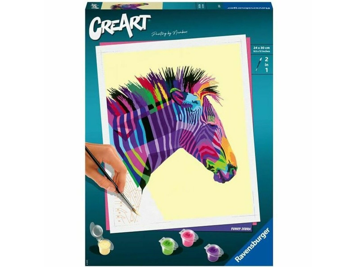 Juego Creativo RAVENSBURGER Dibujos para pintar  CreArt Large Zebra 24 x 30 cm (Edad Mínima Recomendada: 12 años)