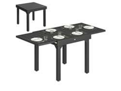 Mesa Extensible De 80-160 Cm, Rectangular, Para Patio, 4-6 Personas, Color Negro.
