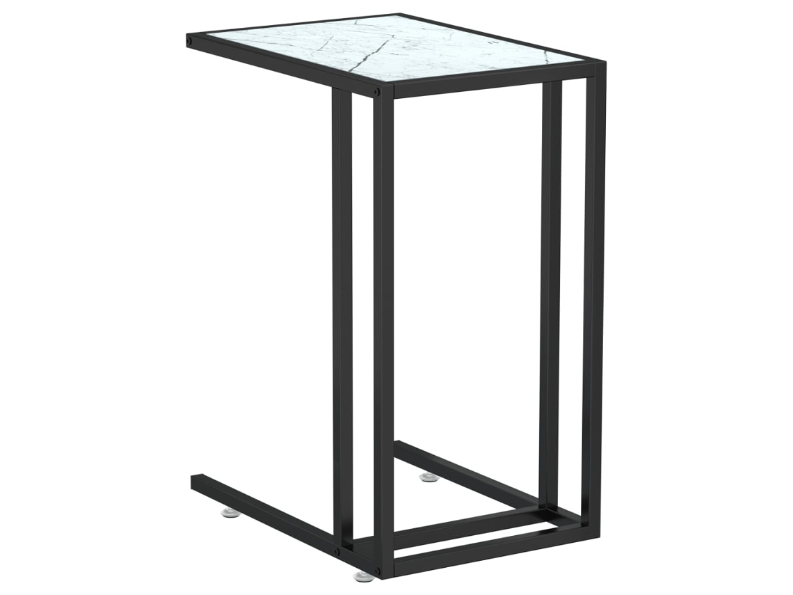 Maison Exclusive - Mesita Ordenador Vidrio Transparente Blanco Mármol 50x35x65cm