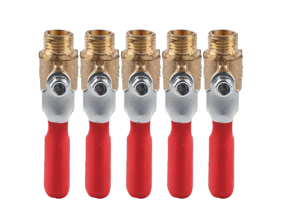 5 piezas de válvula de bola de doble rosca macho G1/4 de latón para compresor