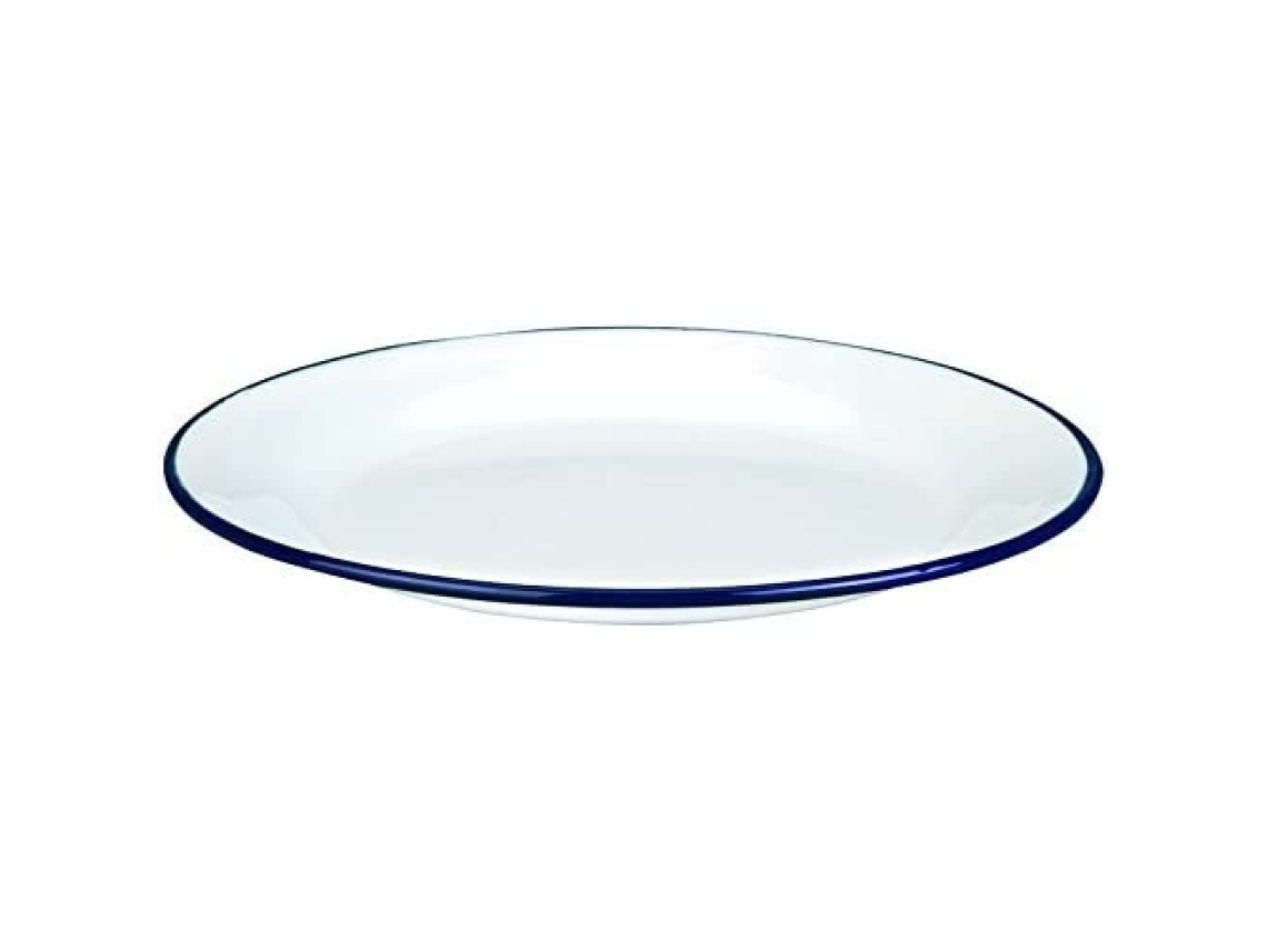 Plato llano esmaltado Ibili de 22 cm, acero inoxidable, blanco, apto para lavavajillas