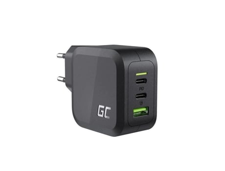 Green Cell Gc Powergan 65W Cargador Compacto Para Macbook Tablet Smartphone Nintendo Switch 2X Usb-C 1X Usb-A GREENCELL