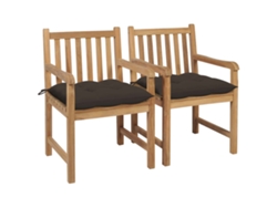 Sillas de jardín con cojines grises Acast. 2 piezas de teca maciza Dkd Home Decor.