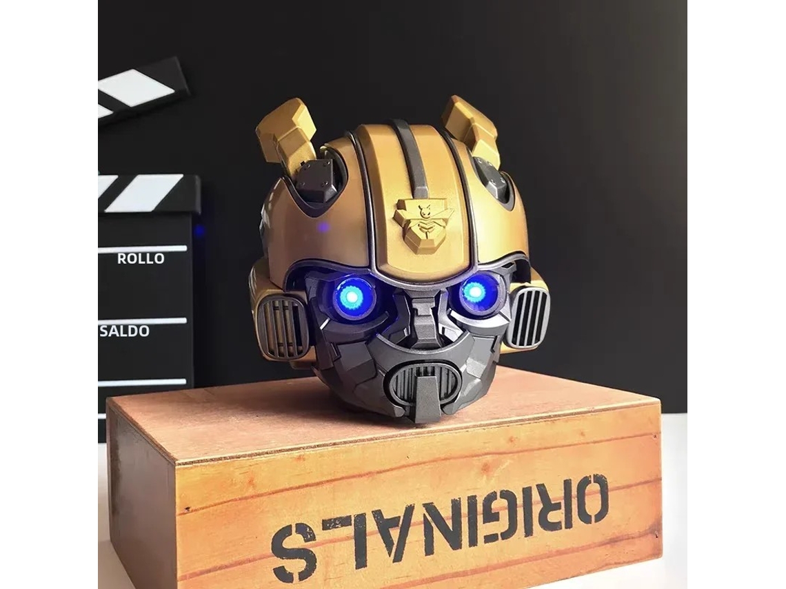 Altavoz Bluetooth Transformers Bumblebee Helmet H2 con radio FM, mini subwoofer, altavoz portátil con LED de dibujos animados, compatible con TF para niños Vayotoy