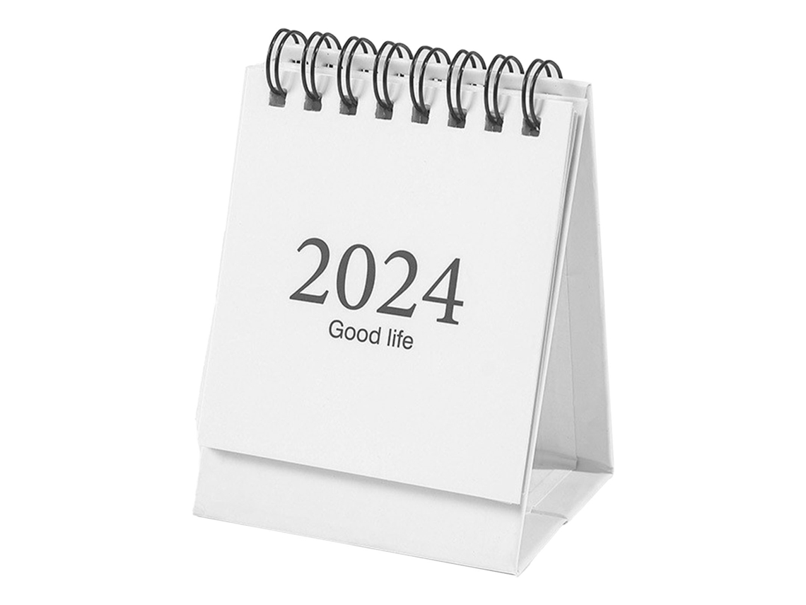 Calendario Mini 2024 De Escritorio Con Espiral De Alambre, Planificador Diario Para Hogar Y Oficina, 105x75mm Blanco