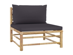 Sofá LOVELY HOME Relax de Centro para Jardín con Almohadones de Bambú Gris Oscuro (65 x 70 x 60 cm)