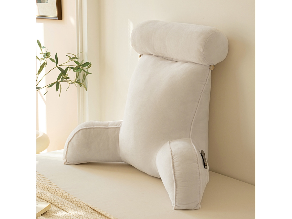 Cómoda Almohada De Lectura, Almohada De Respaldo Con Almohada Cervical Desmontable,blanco/80x60cm Gertiz