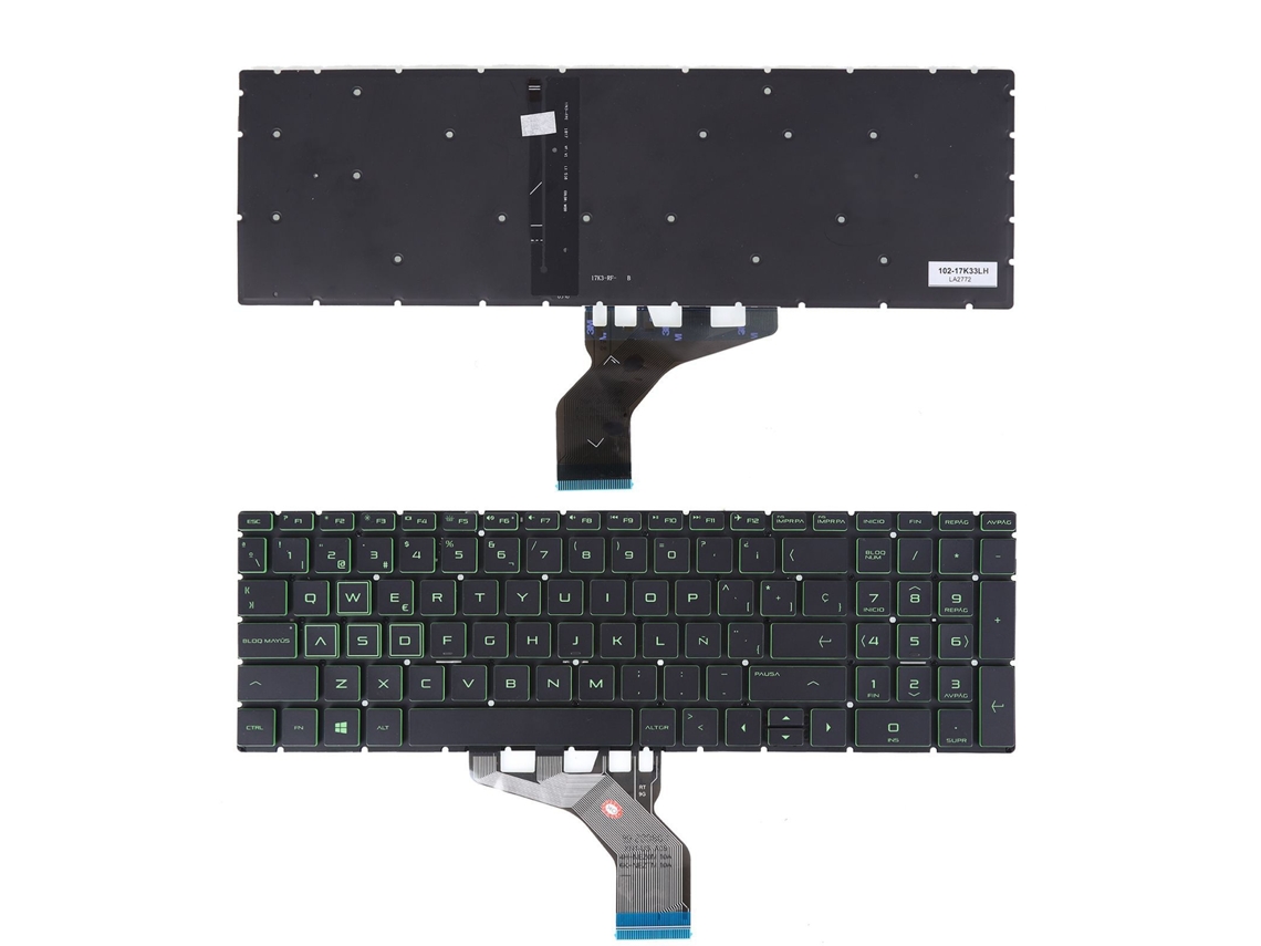 Teclado negro compatible con HP Pavilion 15 DA 250 255 G7 Gen7 (con panel lateral retroiluminado verde, compatible con Windows 8)