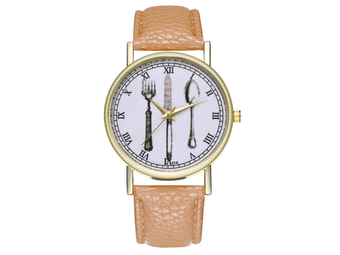Reloj De Pulsera De Cuarzo Unisex Para Parejas Con Correa De Piel Sintética Beige Para Estudiantes.