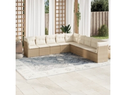 Conjunto de 9 sofás de jardín con cojines de mimbre beige de Dkd Home Decor