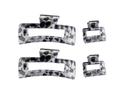 2 pinzas para el pelo acrílicas con estampado de leopardo, finas y grandes, para la parte trasera de la cabeza.