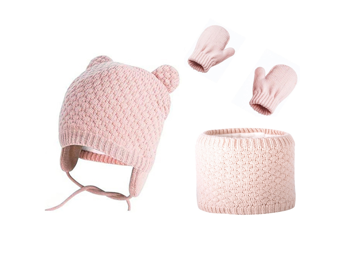 Rebe-set Gorro Bufanda Guantes Para Bebé 0-2 Años, Tejido Grueso Suave Y Cálido, Niños Niñas Invierno