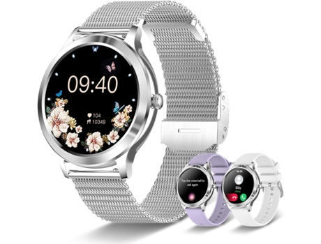 VEANXIN Reloj Inteligente Reloj Inteligente con Pantalla táctil de 1,32con Control de Voz AI Seguimiento de Actividad a Prueba de Agua-Plata