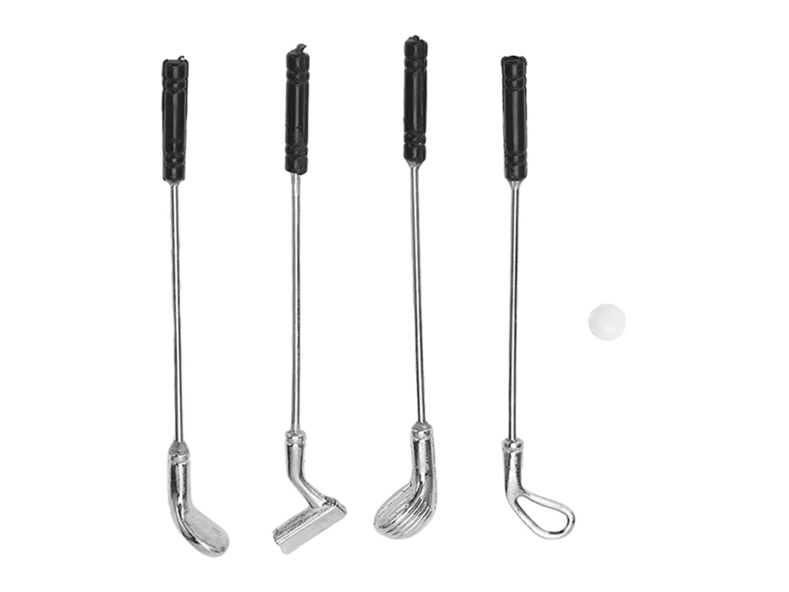 5 Palos De Minigolf A Escala 1:12 Para Casas De Muñecas, Fabricados En Aleación De Plástico Resistente (5 Piezas).