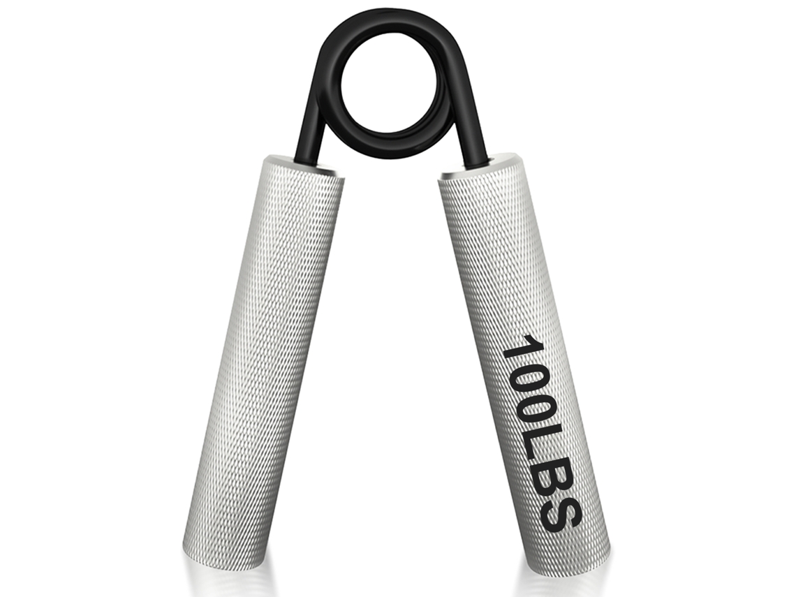 Entrenador de fuerza de agarre de metal Mdug (plata, 100 lb)