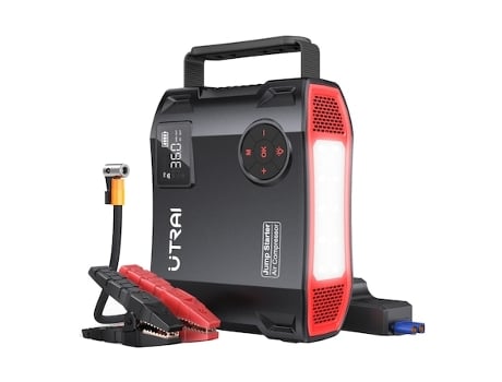 Compresor de aire Bomba de neumáticos Dispositivo de arranque de refuerzo de automóvil 4 en 1 2000A 16000Mah 150Psi UTRAI Jstar Arrancador de 5 sal...