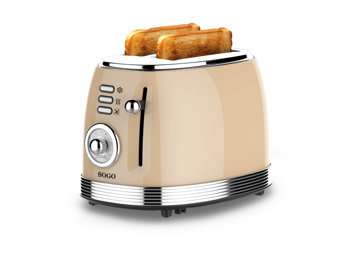 Tostador Retro SOGO Tos-Ss-5470 Pan Molde 2 Ranuras 850W (Beige)